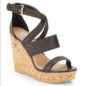 Steve Madden Black Braided Wedges
